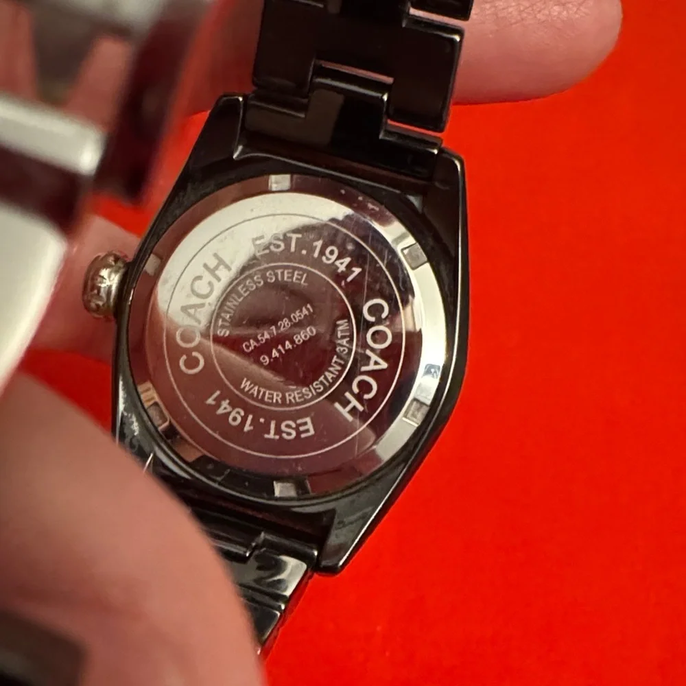 Coach Black Ceramic Women’s Watch with Silver Accents - Picture 3 of 5
